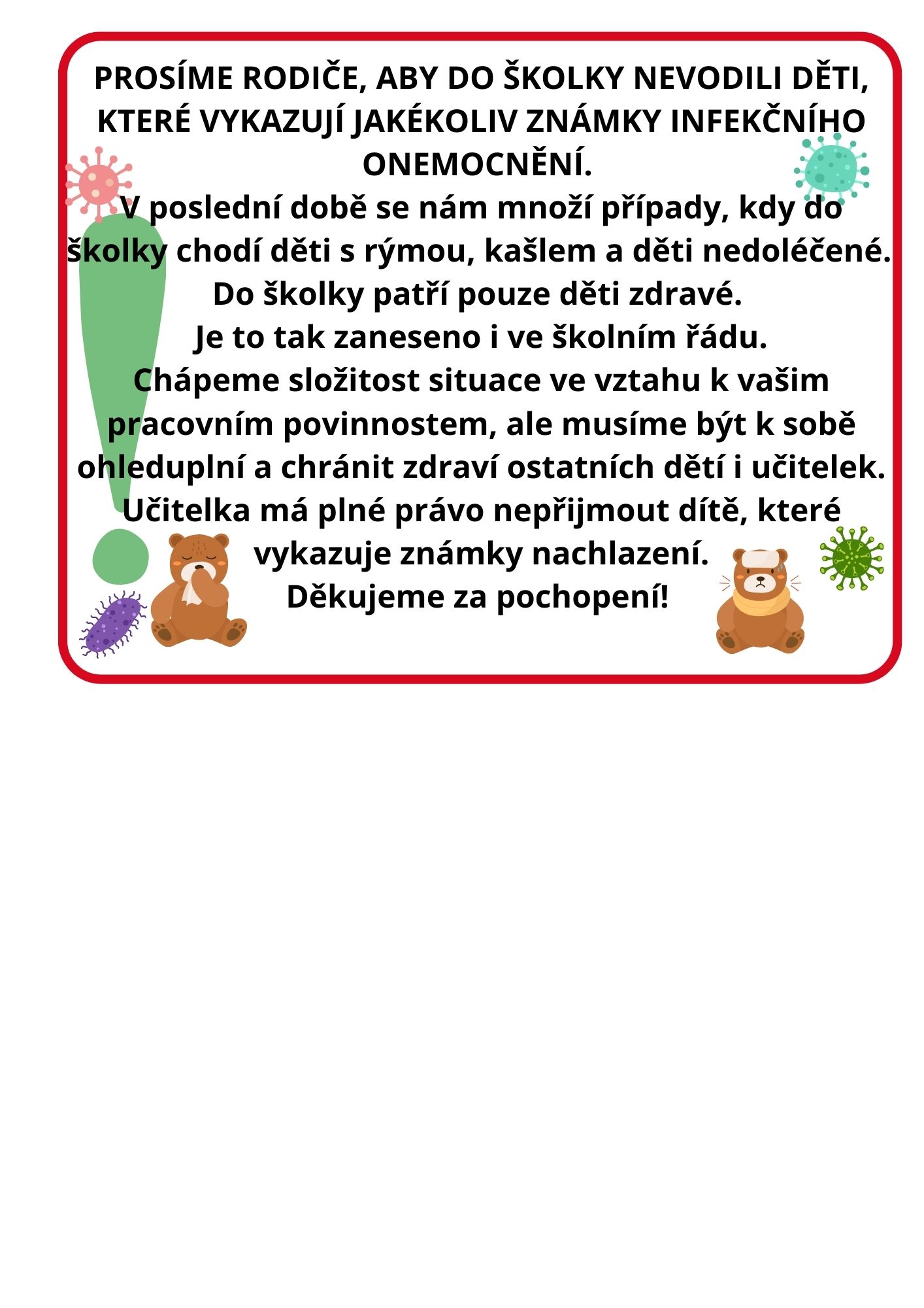 Upozornění pro rodiče - Aktuality - O nás - Mateřská škola Senožaty ...